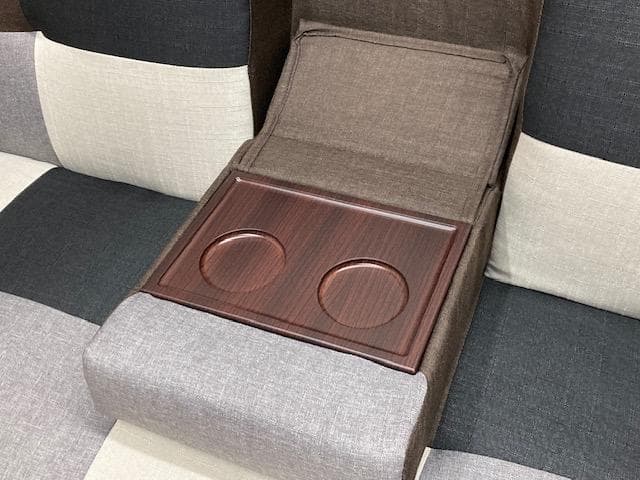 ソファーベッド　小テーブル付き　パッチワーク柄　ブラウンMIX　ソファ　新品
