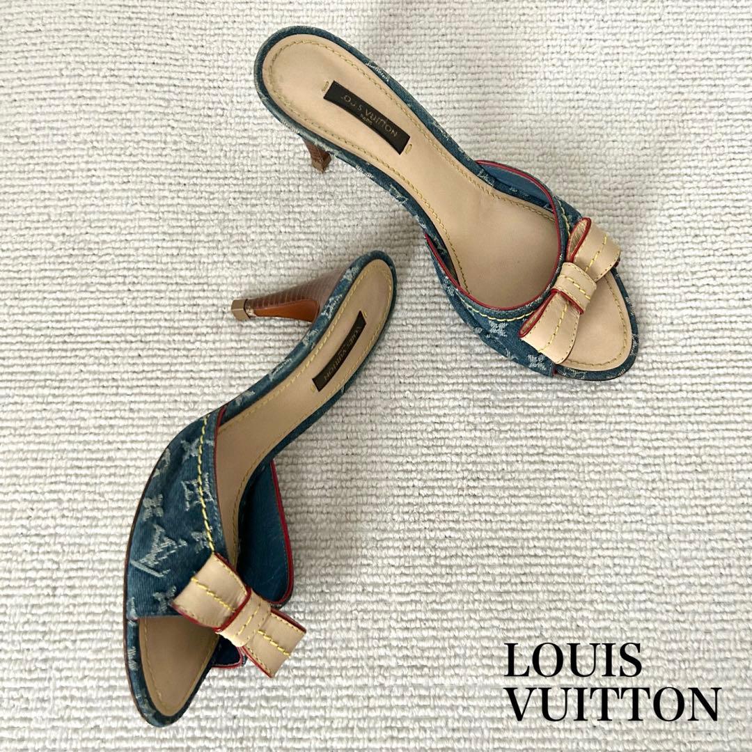 ルイヴィトン ミュール サンダル デニム モノグラム 24.5cm