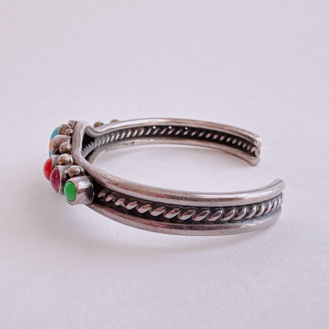 ヴィンテージ　ナバホ　ターコイズ　マルチカラー　バングル 【J879】