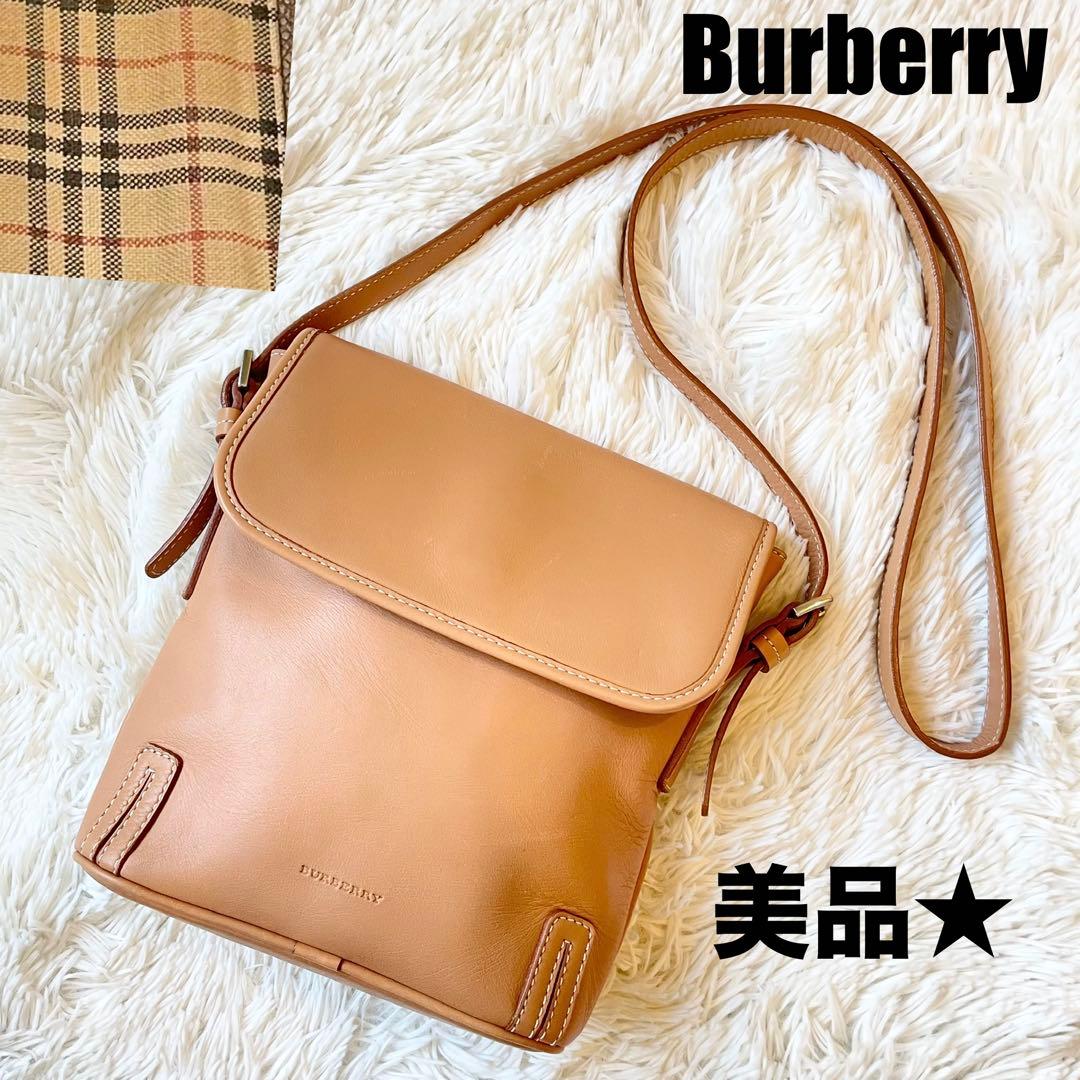 美品★Burberry オールレザー ショルダーバッグ ベージュ ノバチェック