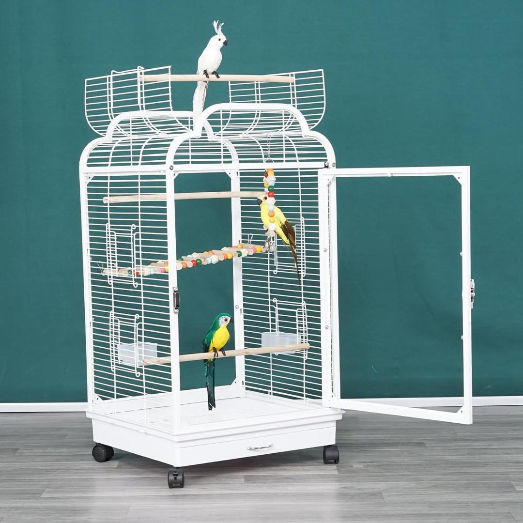 【新品】Ruexue鳥かご 透明アクリル扉 46x43x86 オープントップ