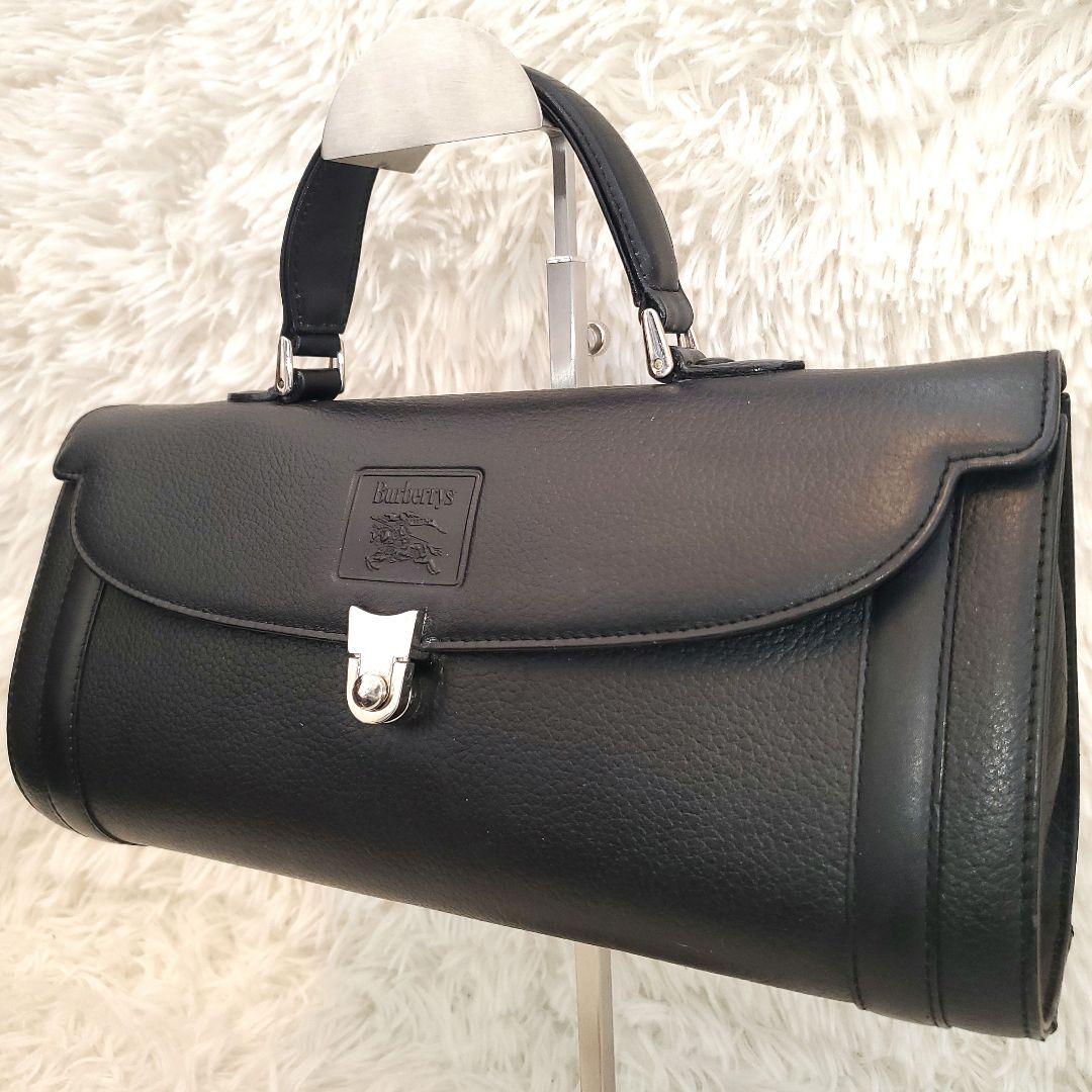 ⭐極美品⭐BURBERRYS 筒型 ハンドバッグ レザー 黒