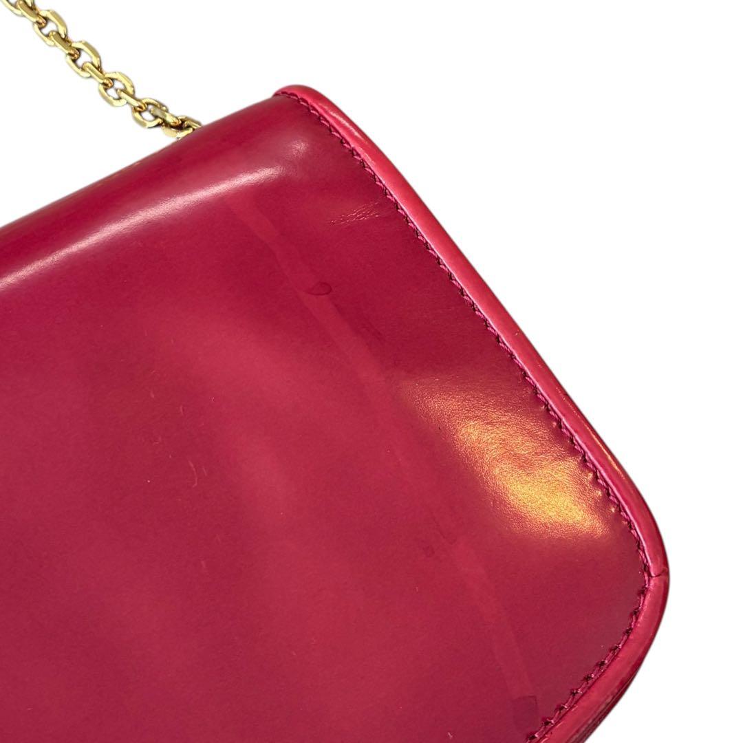 LOEWE ロエベ チェーンウォレット ピンクパープル ゴールドチェーン 箱付き