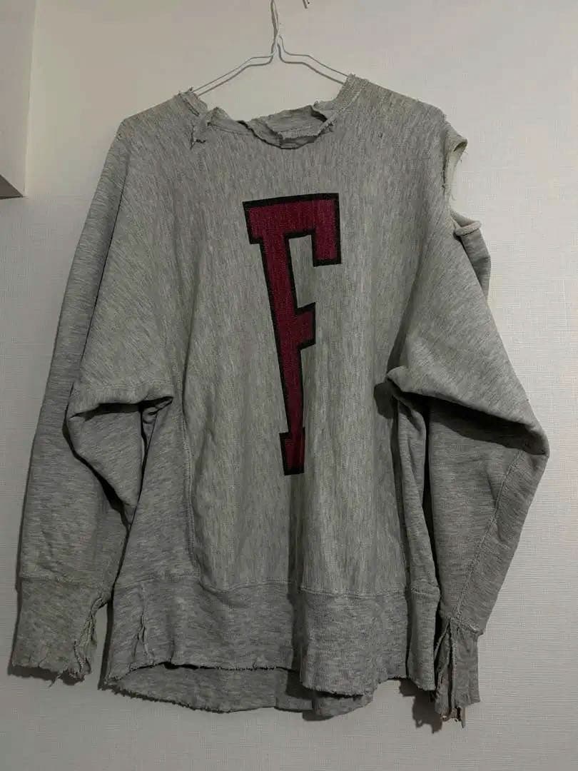 染み込み　両面　80sリバースウィーブ　reverse weave ボロ　L