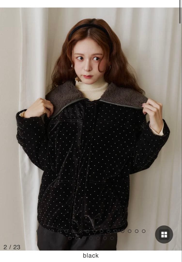 ラインストーンボアブルゾン　Olu.