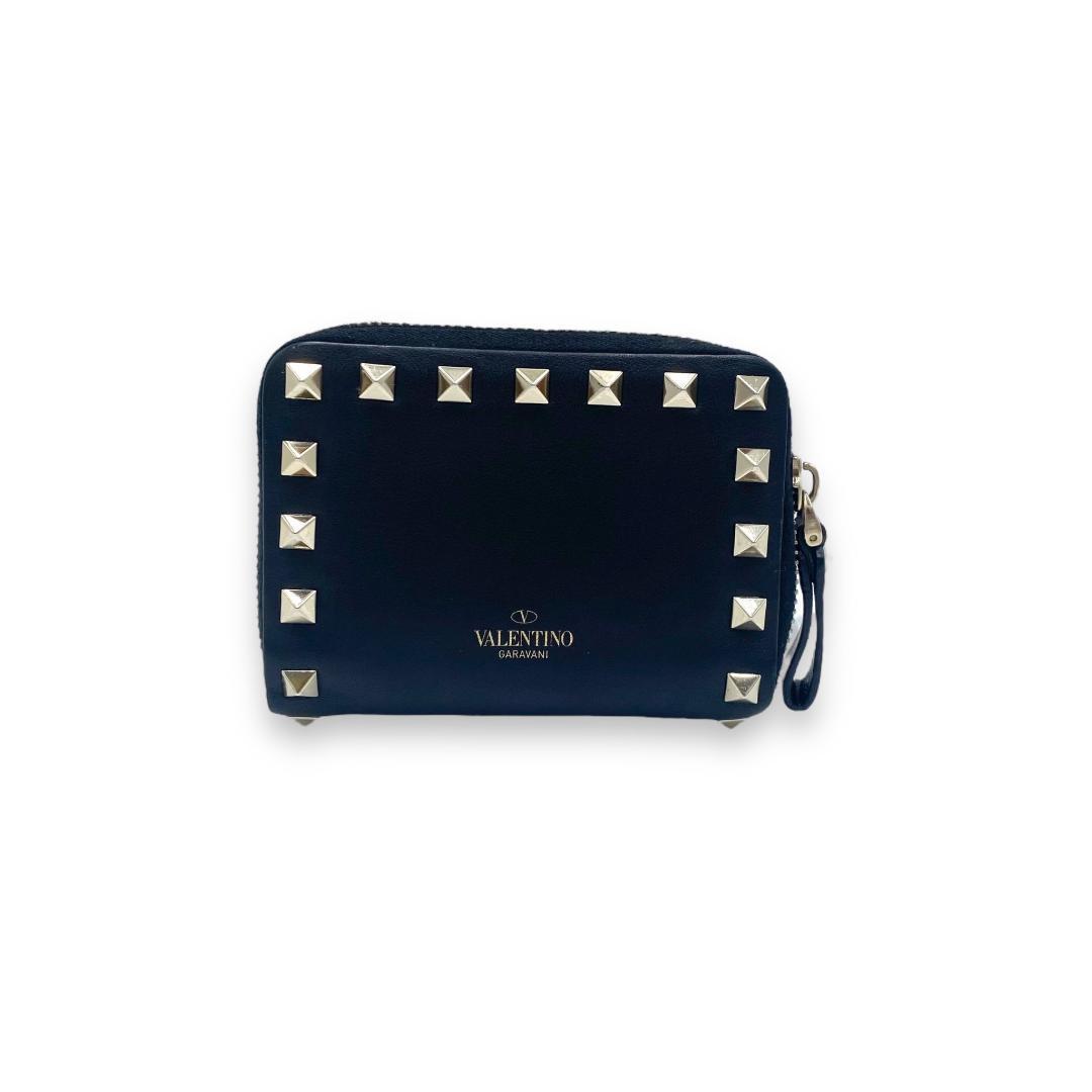 ヴァレンティノ　ロックスタッズ　ラウンドファスナー　コンパクトウォレット　黒