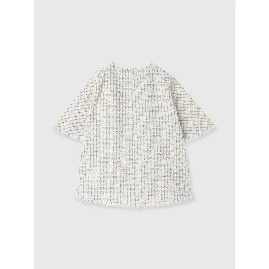 【美品】ツイードケープジャケット ホワイト anuans アニュアンス