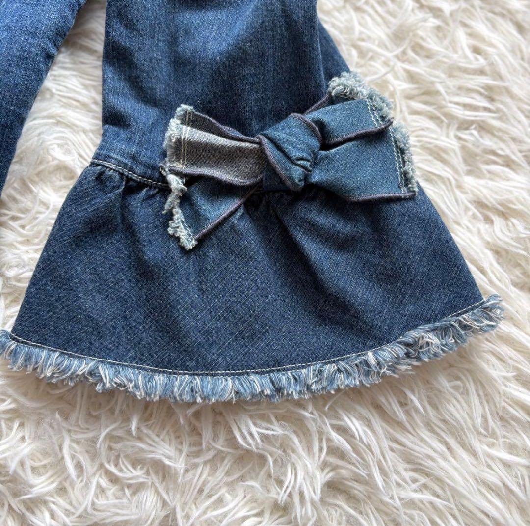 【美品】42 袖リボン　パールボタン　エムズグレイシー　デニムジャケット　20年