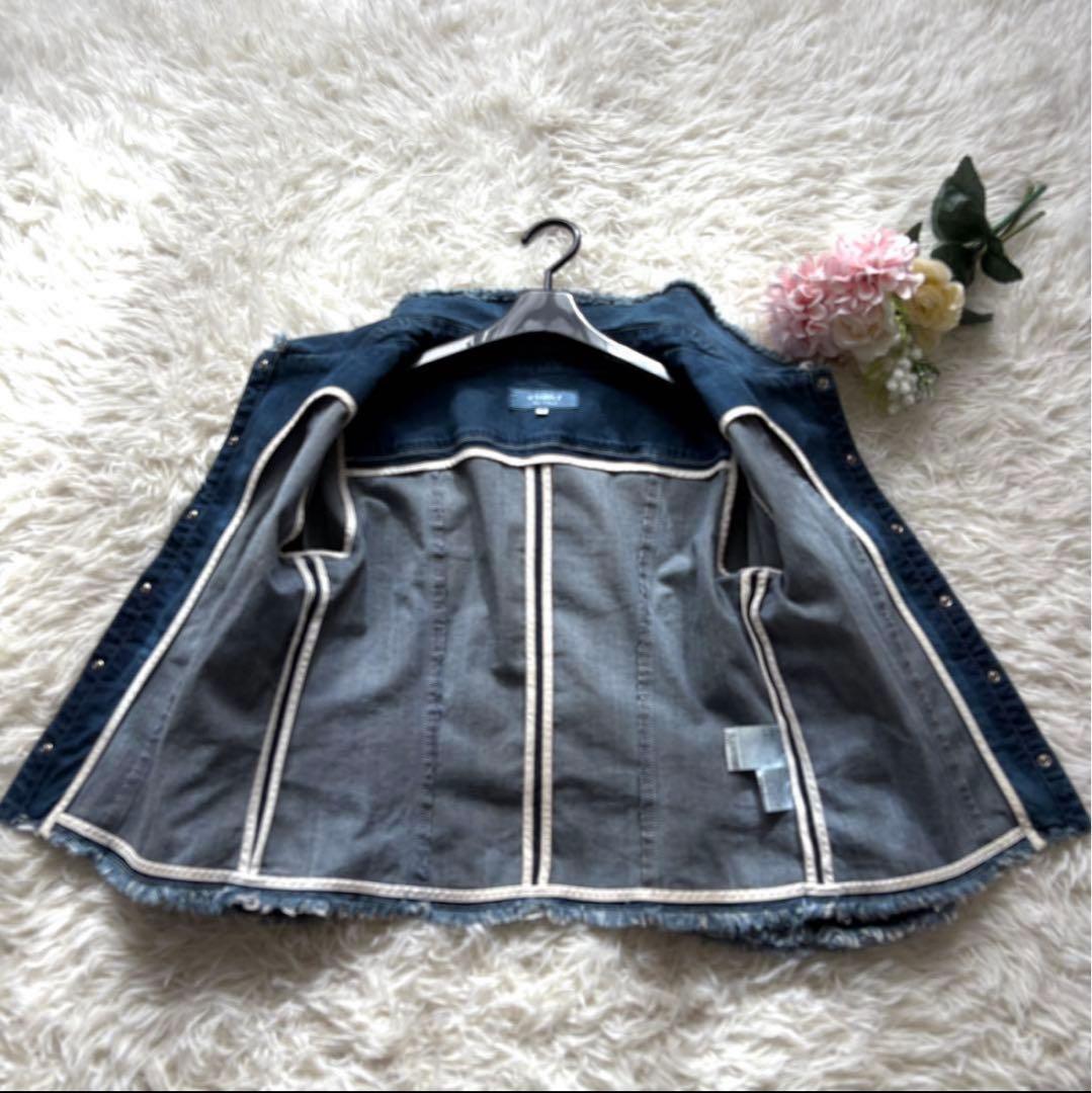 【美品】42 袖リボン　パールボタン　エムズグレイシー　デニムジャケット　20年