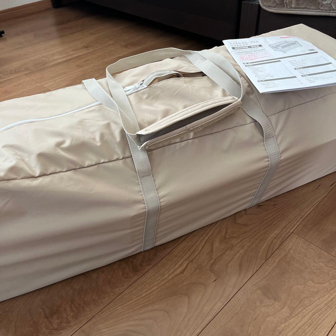 【ココネルエアー】ベージュ ベビーベッド 説明付き