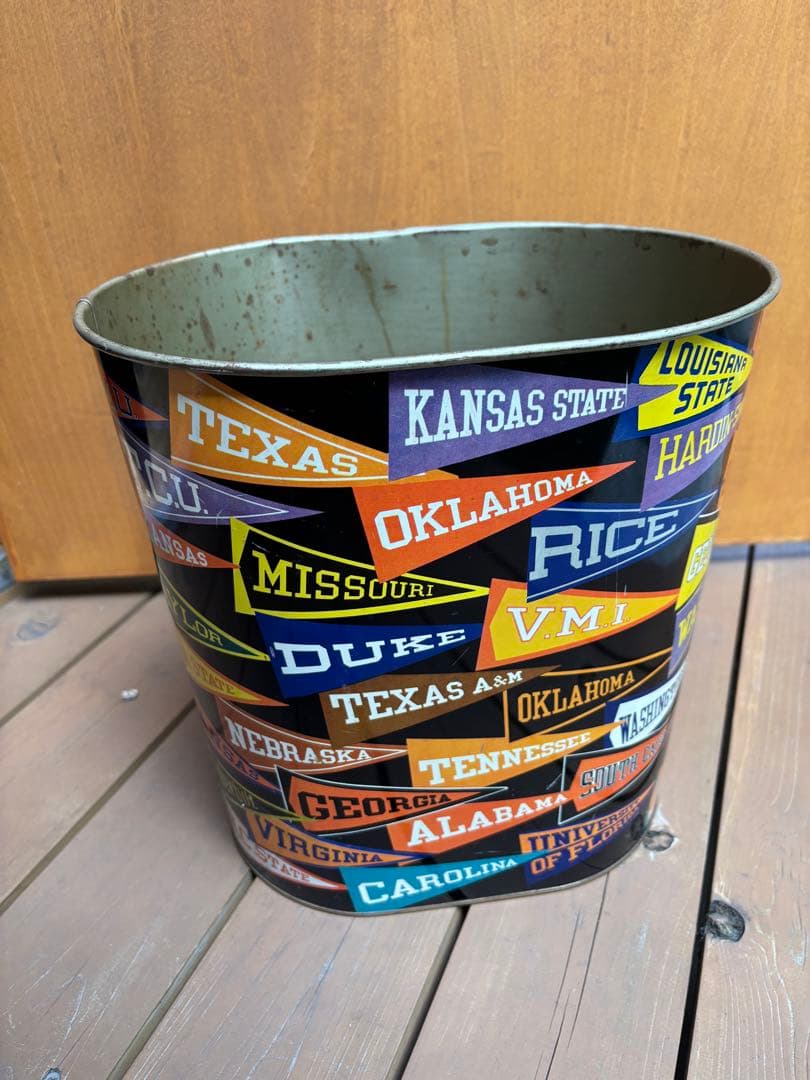 ビンテージ　カレッジ　ゴミ箱　缶　アンティーク USA製