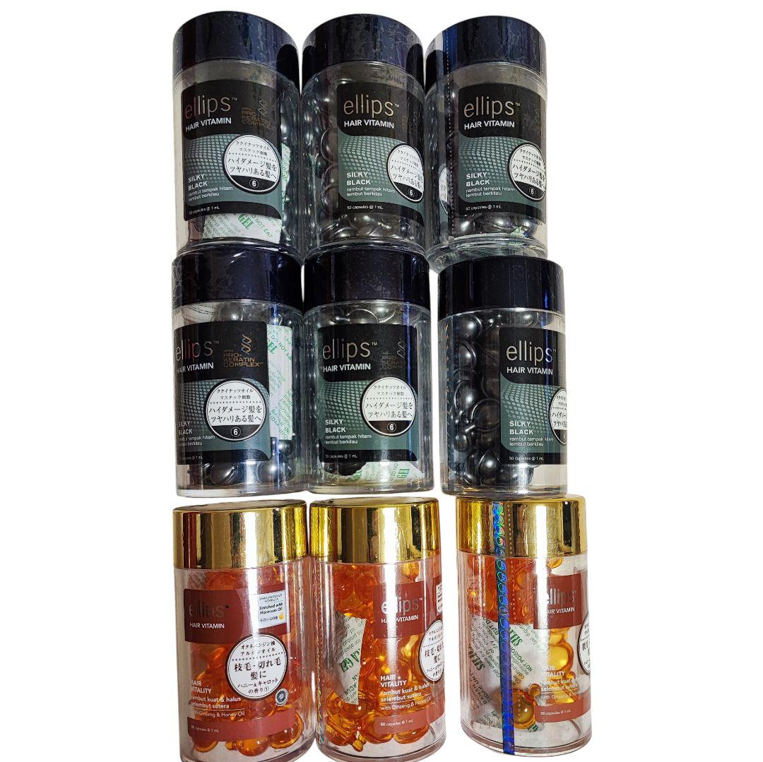 【みぃ】ellips ヘアーオイルオレンジ、 150粒、ブラック300粒