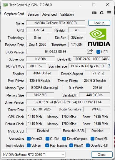 グラフィックボード・グラボ・ビデオカード Palit GeForce RTX 3060Ti Dual OC 8GB