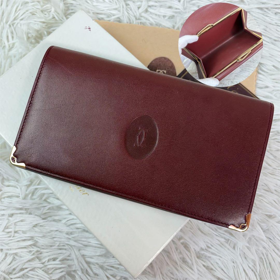 未使用・展示品✨Cartier　カルティエ　マスト　がま口　長財布　ボルドー
