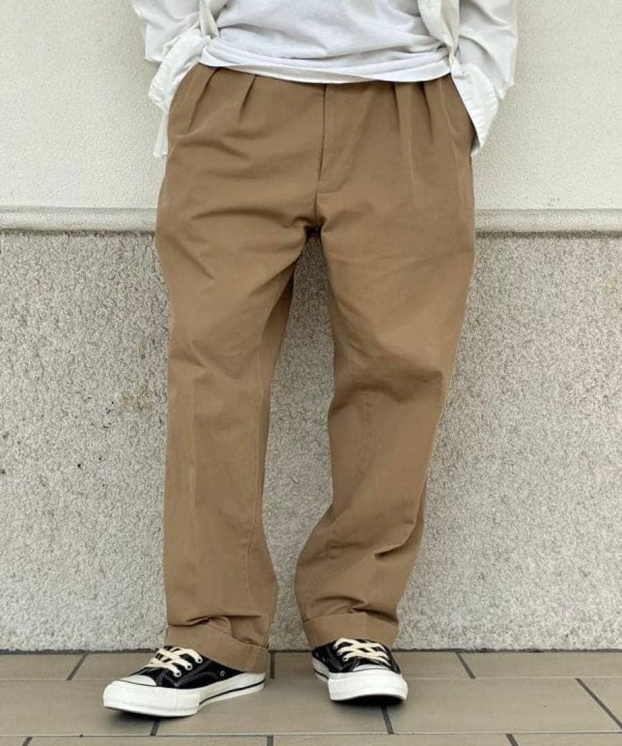 未使用BEAMS PLUS 2 Pleats Trousers Twill