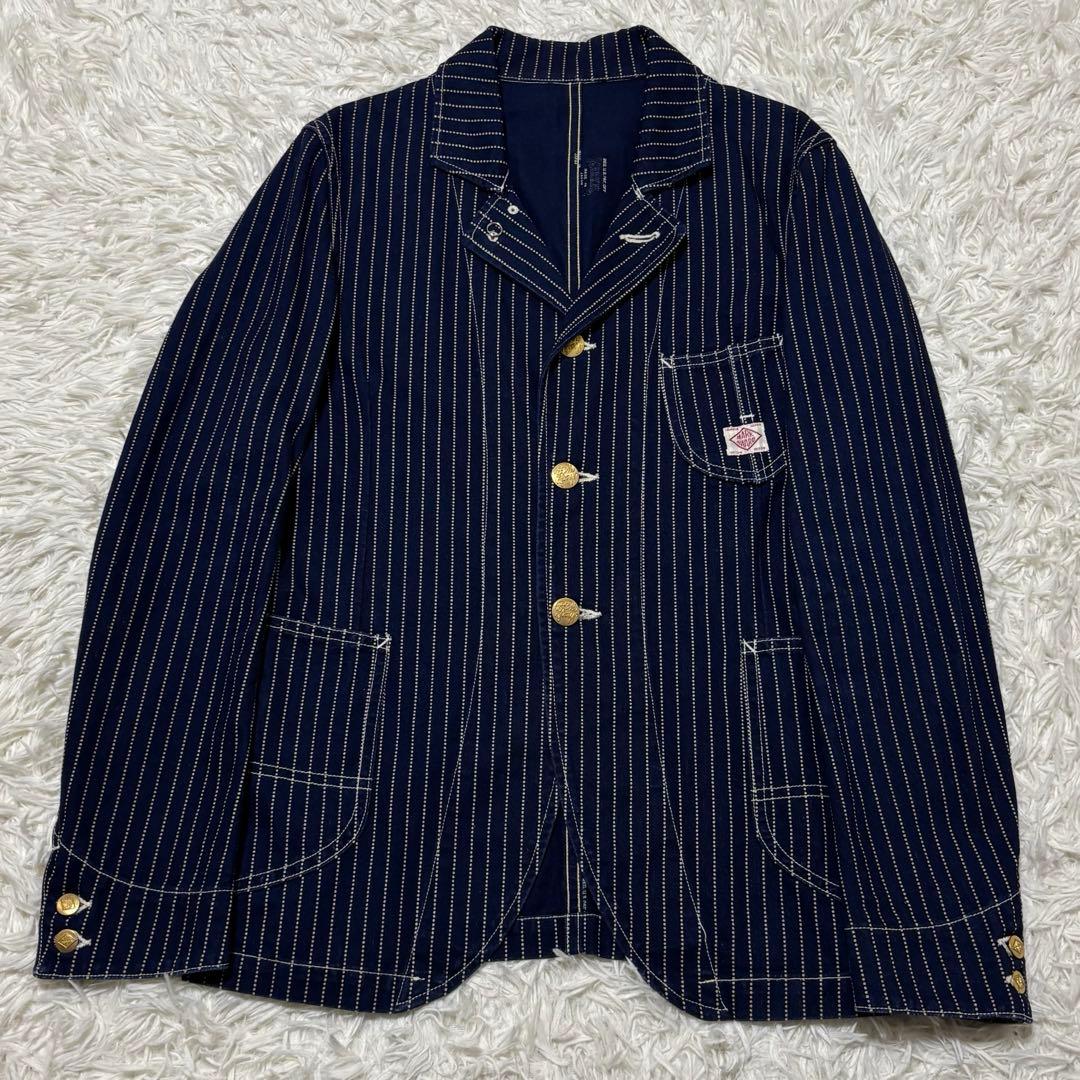 MARKAWARE ネイビー ストライプ カバーオール 金ボタン