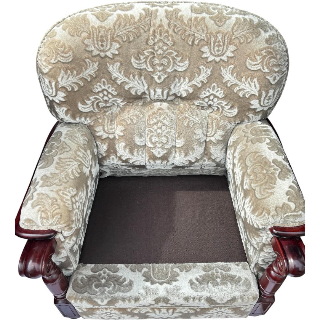 カリモク 金華山 花柄ベロアソファ 1人掛けソファ