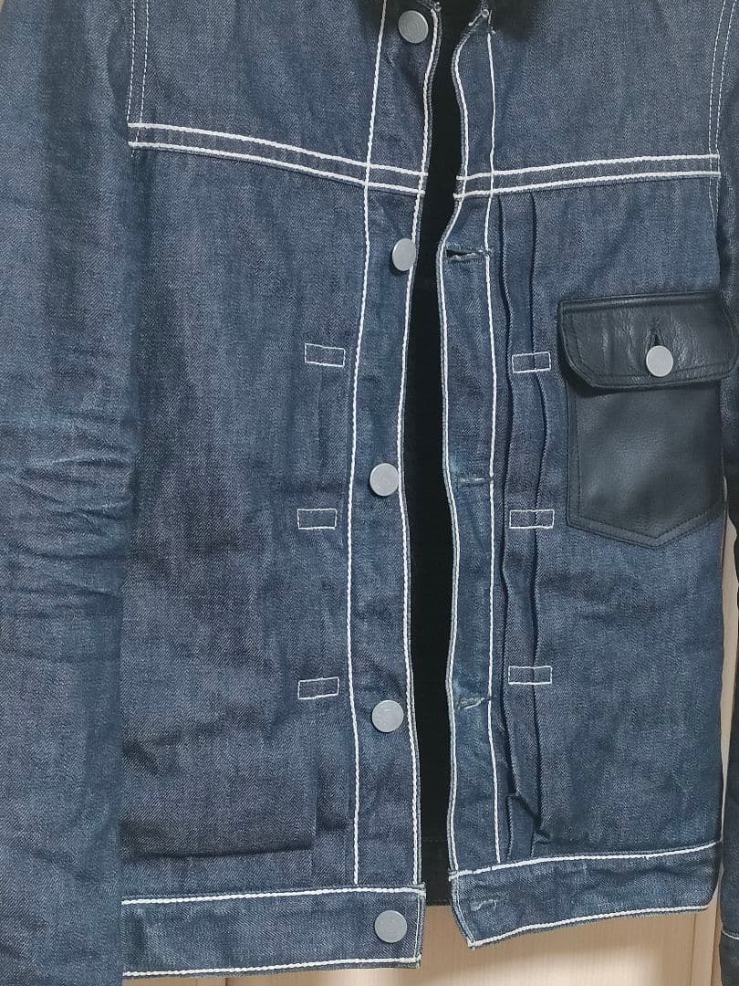 美品 DELAYbyWin＆Sons デニムボア ジャケット レザー切替 2 M