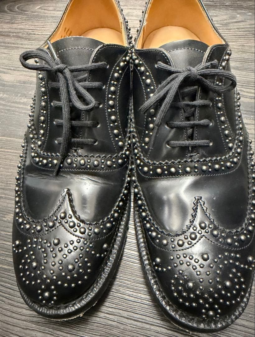 Church's スタッズ装飾 ブラックオックスフォード