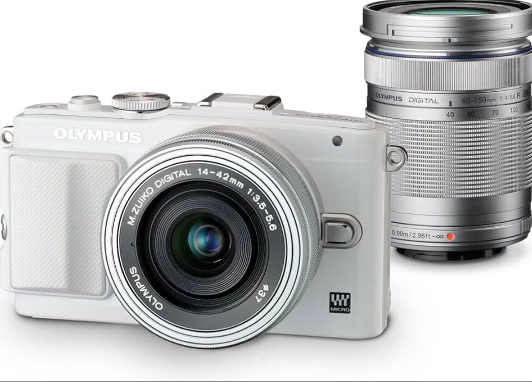 『美品』OLYMPUS ミラーレス一眼カメラ ホワイト 14-42mmレンズ付き