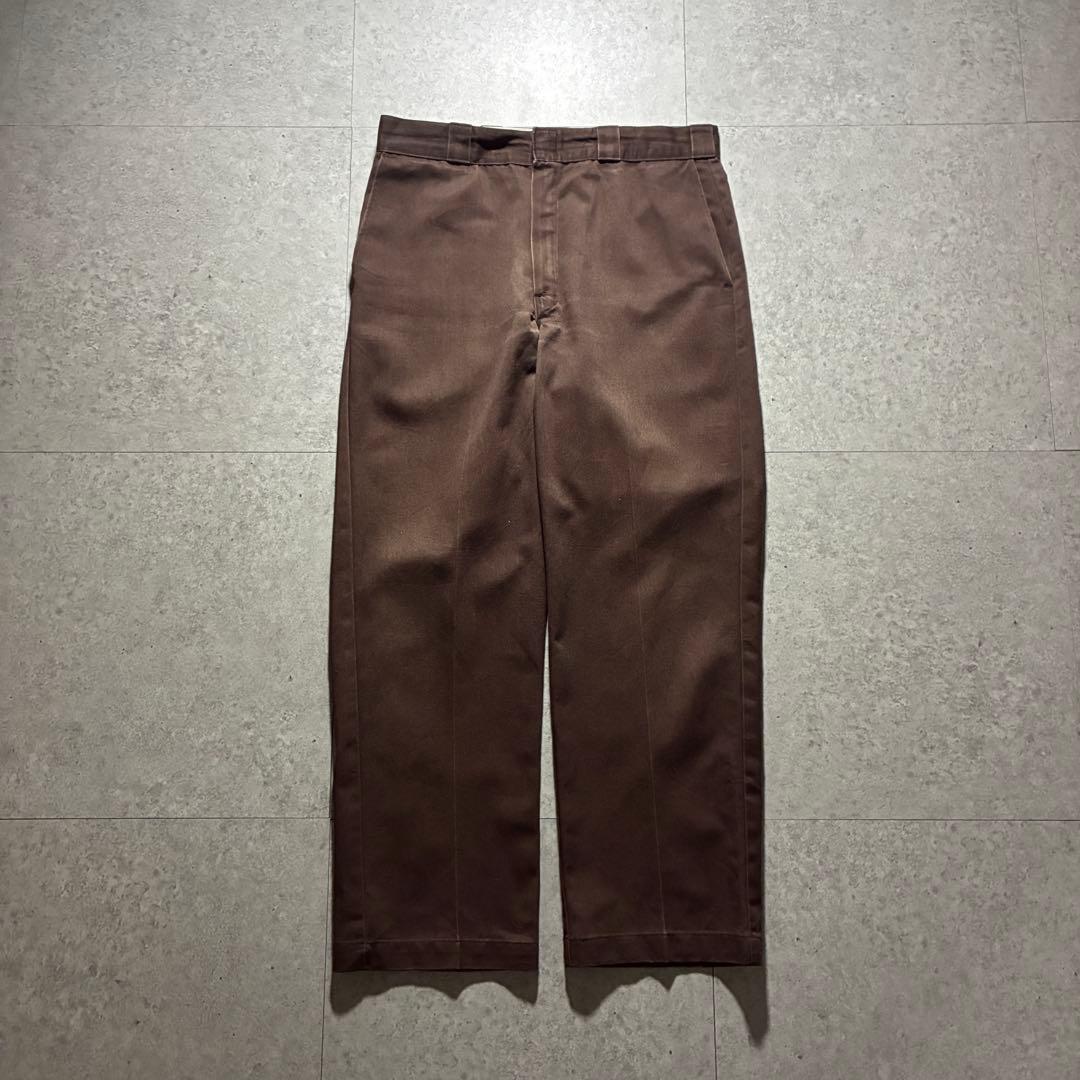 USA製90s Dickiesディッキーズ ワークパンツ茶ブラウン圧縮タグW36