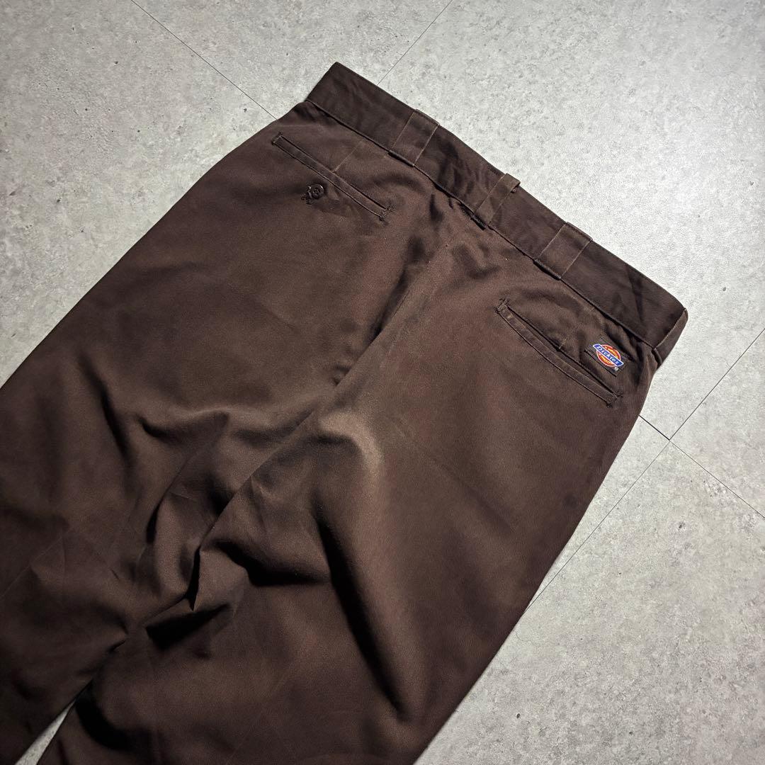 USA製90s Dickiesディッキーズ ワークパンツ茶ブラウン圧縮タグW36
