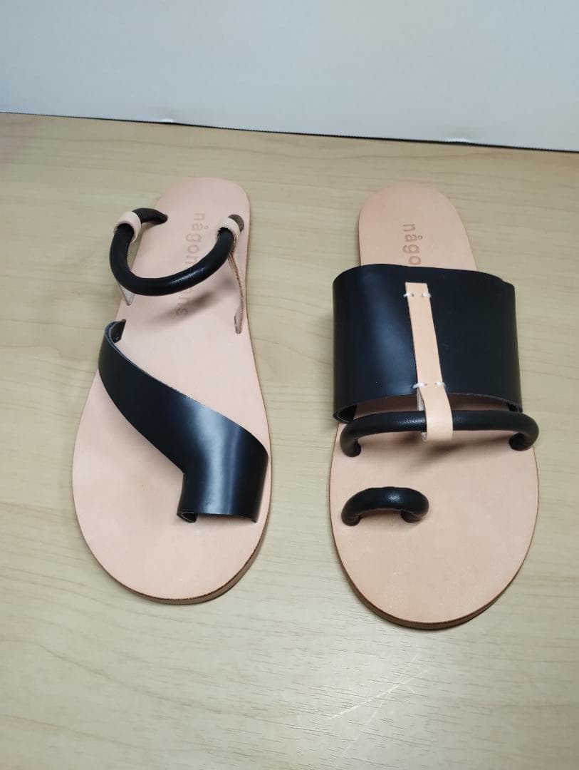 någonstans サンダル アシンメトリー 38 ブラック ナゴンスタンス