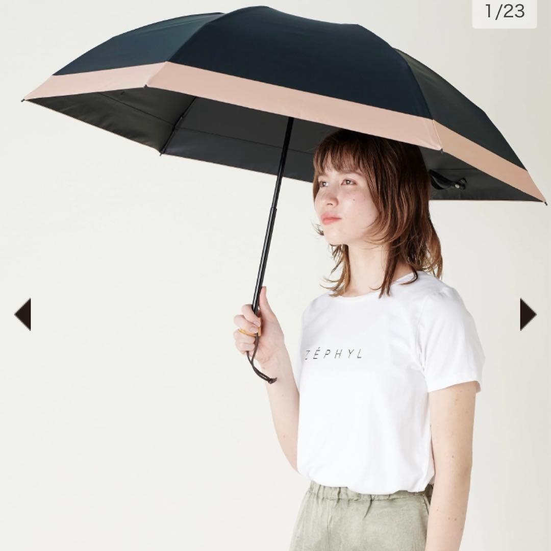 サンバリア100 折りたたみ日傘　3段折　コンビ　ブラック