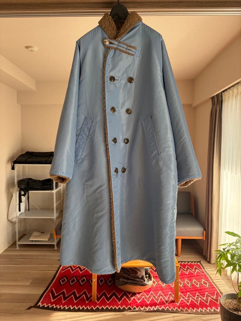 45R 厚ナイロン×ボアの908ショールカラーコート 定価94600円