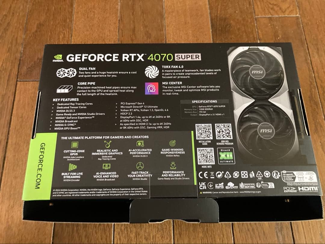 【週末割引】MSI VENTUS2X 12GB RTX4070 SUPER