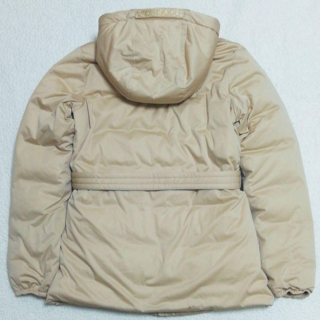 極美品ビームスゴルフ ベルト付属フーデッドダウン(M)Wジップ ベージュ色