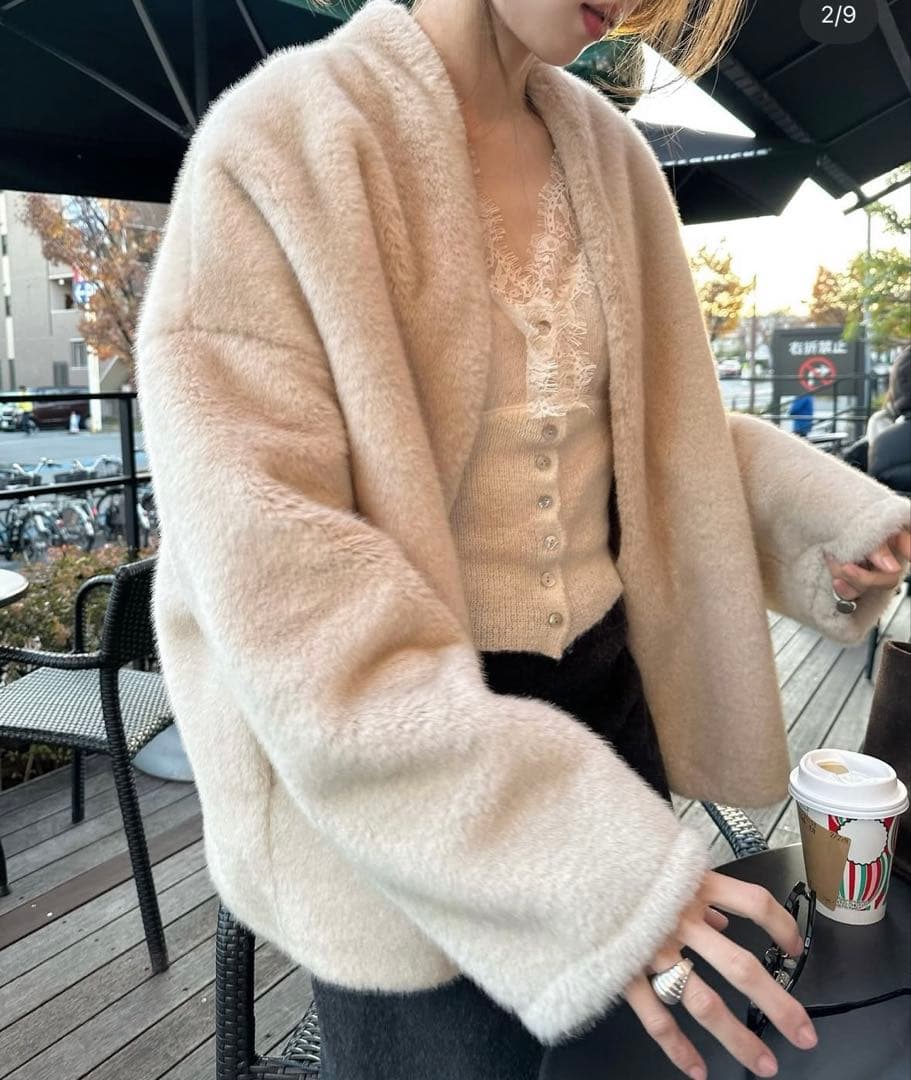 ノーカラー　ファーコート