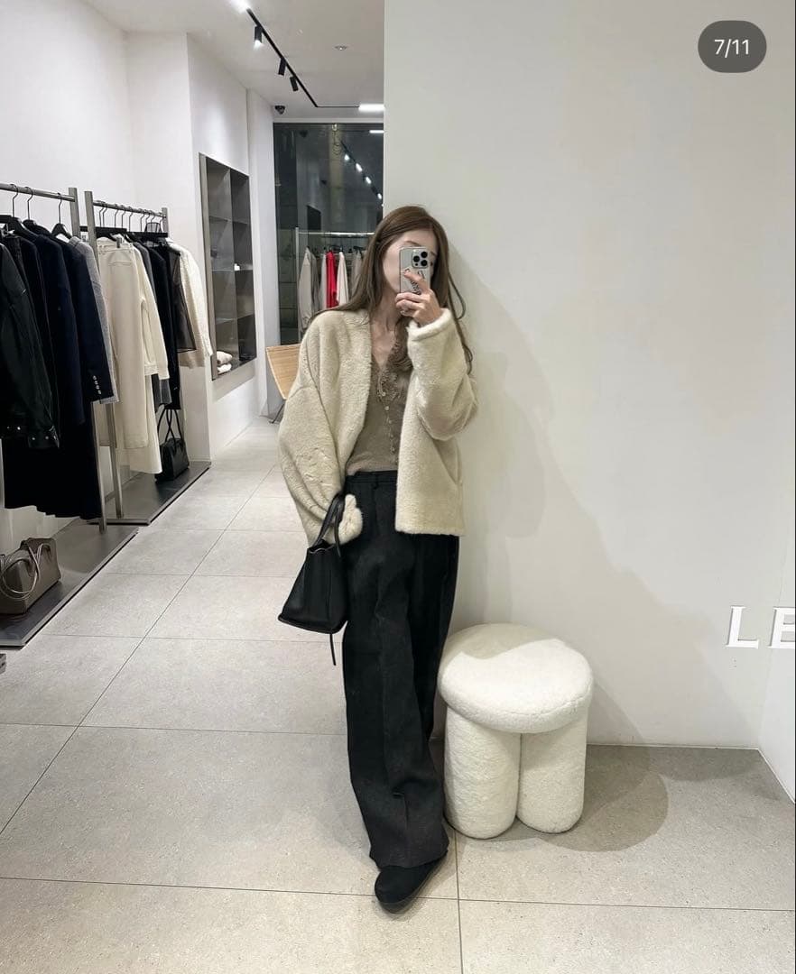 ノーカラー　ファーコート