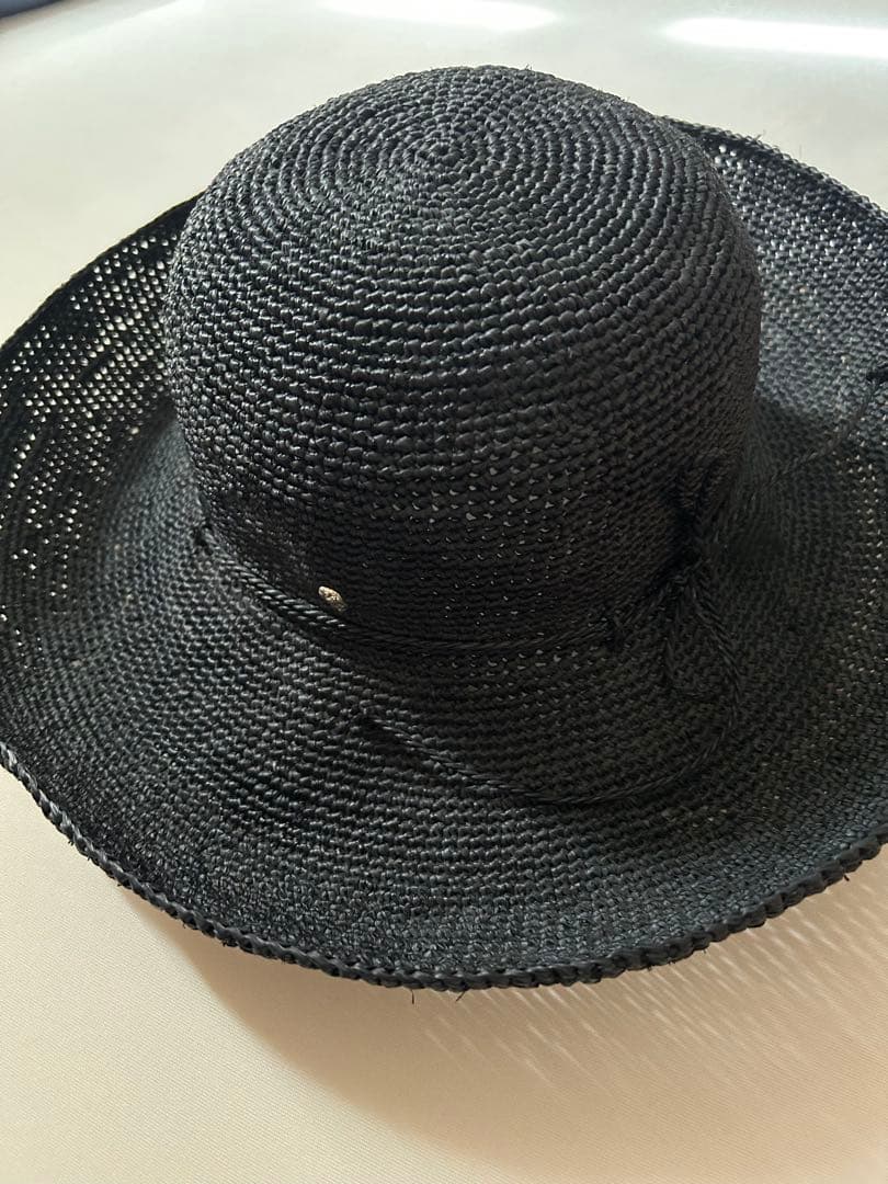 HELEN KAMINSKI ラフィア 黒広つばハット