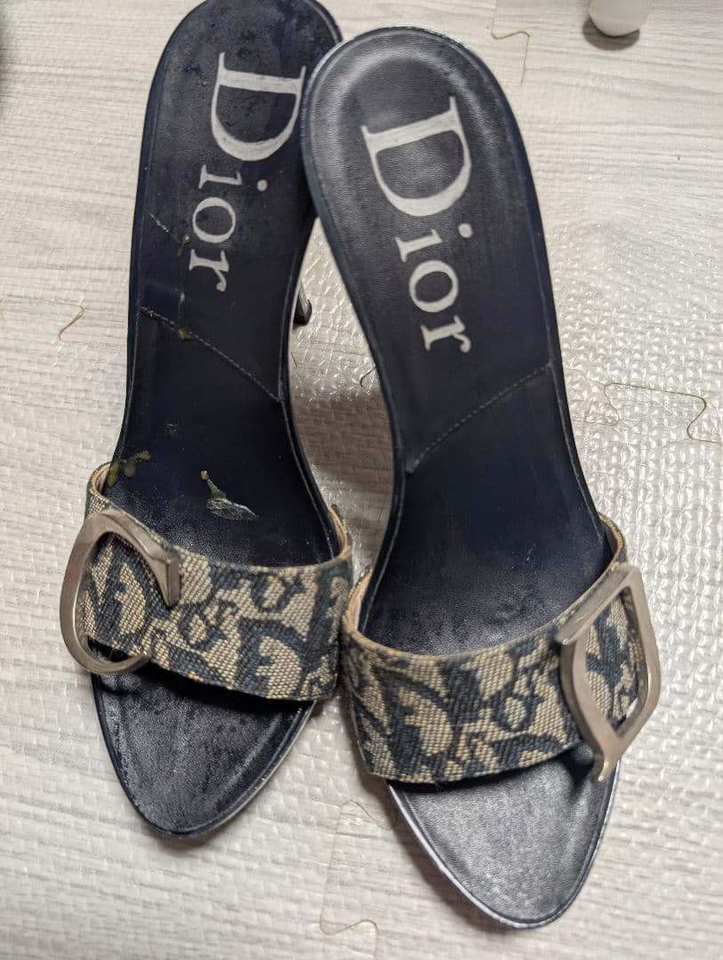 Dior スネークパターン ミュール 約8cmヒール