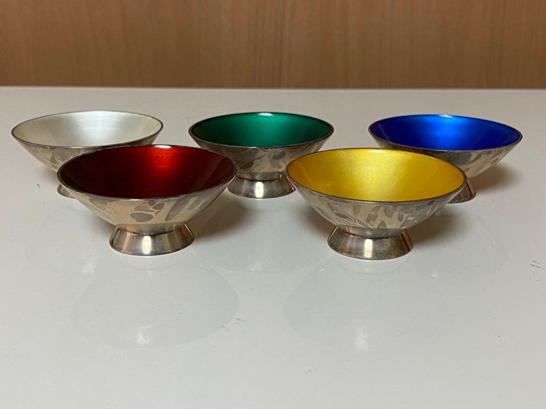 ELA DENMARK STERLING 925S 七宝焼き 盃 5個 シルバー