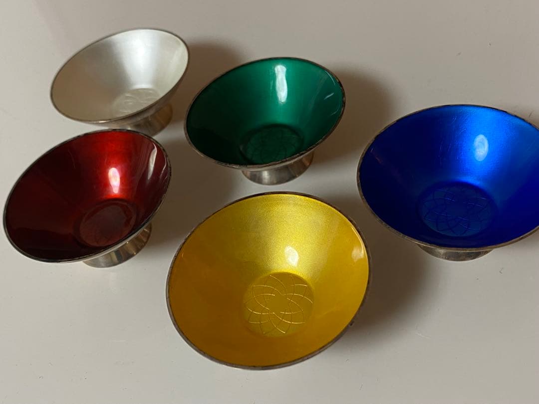 ELA DENMARK STERLING 925S 七宝焼き 盃 5個 シルバー