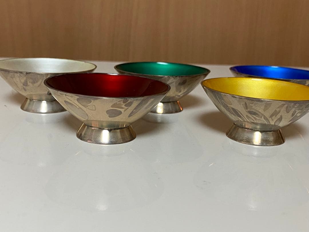 ELA DENMARK STERLING 925S 七宝焼き 盃 5個 シルバー