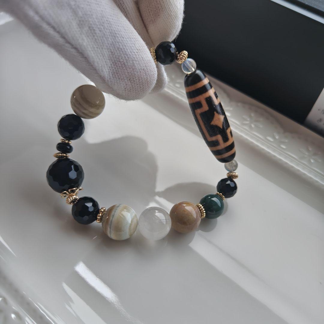 新作♡馬蹄痕付き平安十字佛天珠ブレス