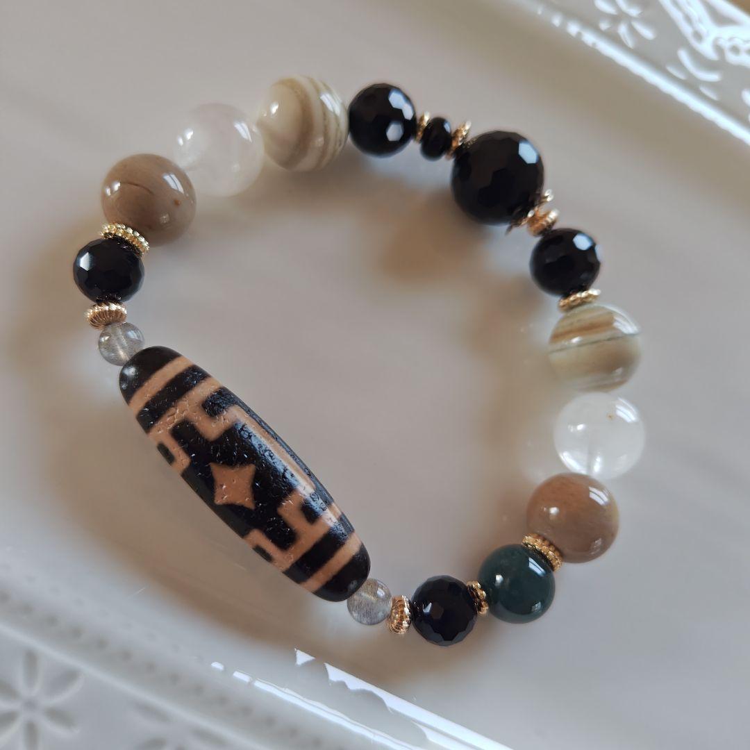 新作♡馬蹄痕付き平安十字佛天珠ブレス