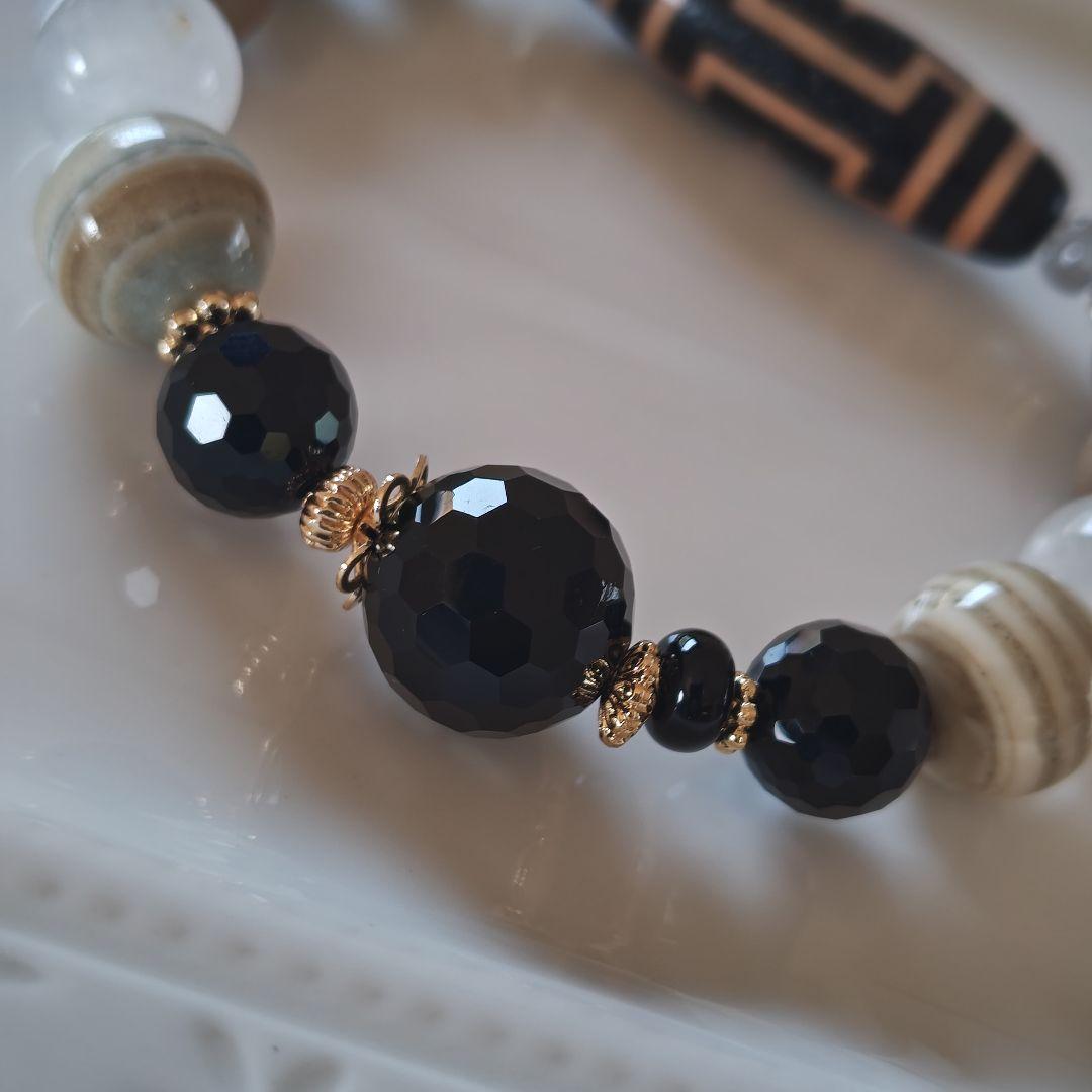 新作♡馬蹄痕付き平安十字佛天珠ブレス