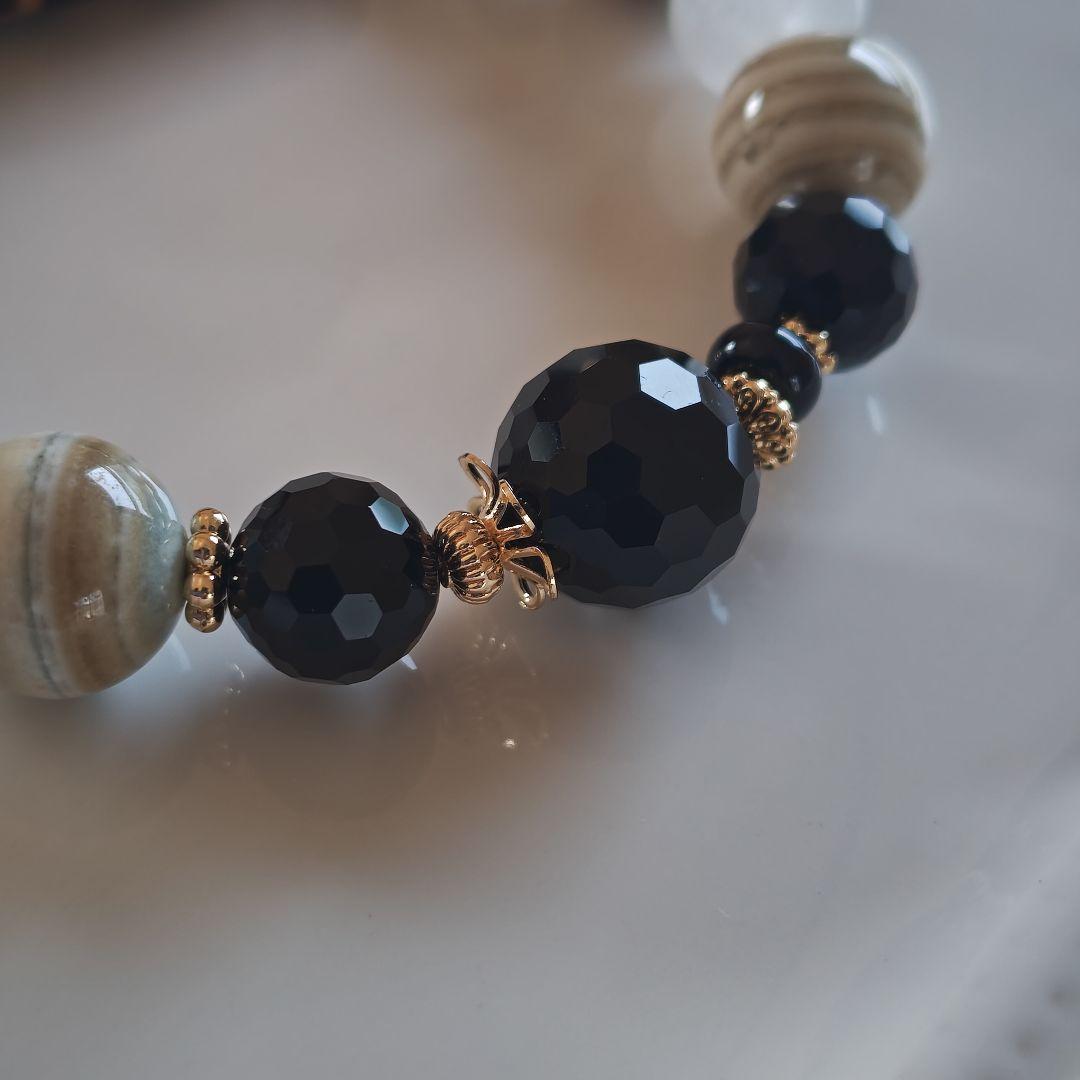 新作♡馬蹄痕付き平安十字佛天珠ブレス