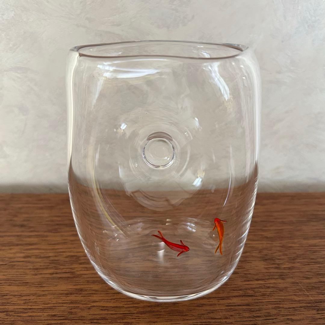 【美品・レア】久保裕子作品　【魚も水も楽しむ花器】(小)