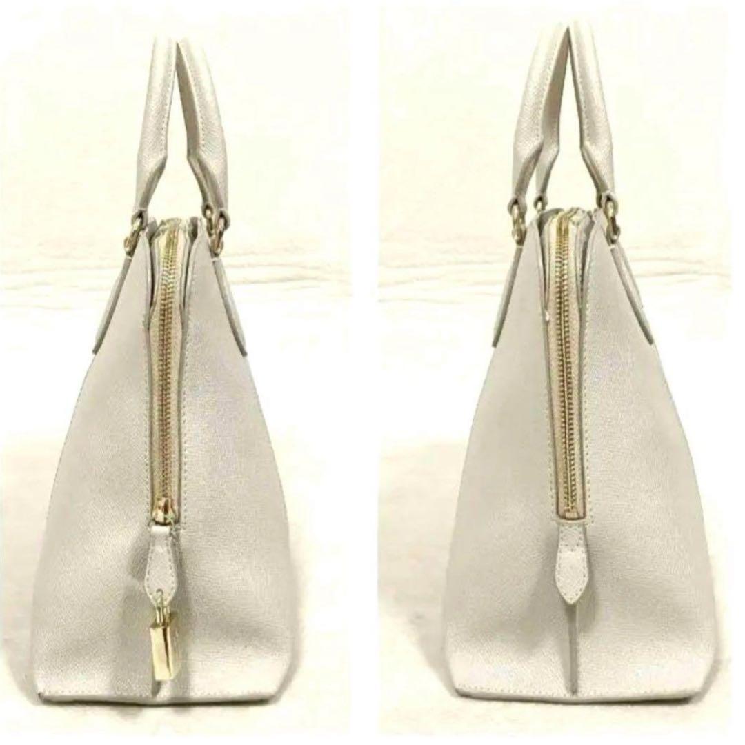 FURLA フルラ グレージュ ヴィットリアMドーム 2wayレザーハンドバッグ