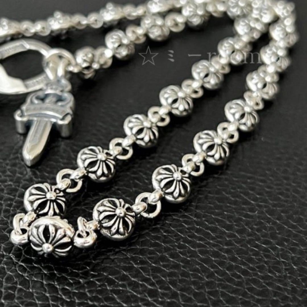 ウォレットチェーンシルバークロスボールチェーンdagger S925ヴィンテージ