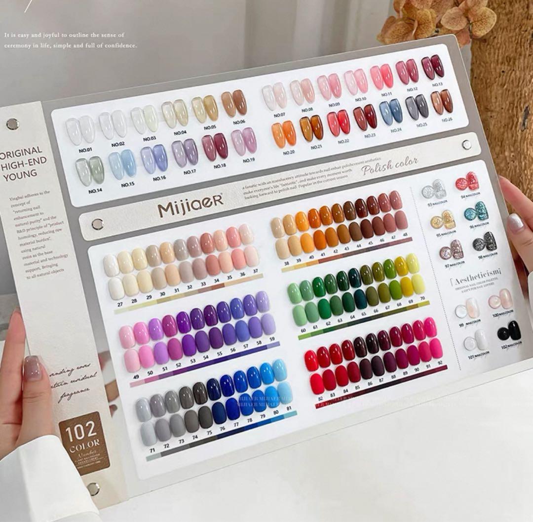 Mijiaer ジェルネイルカラー 102色カラーチャート付き