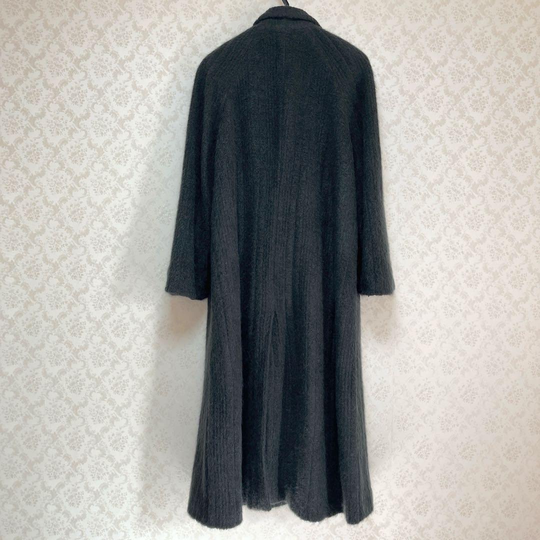 【アキア 】GRES イタリア製生地 モヘアウール　ファー付ロングコート