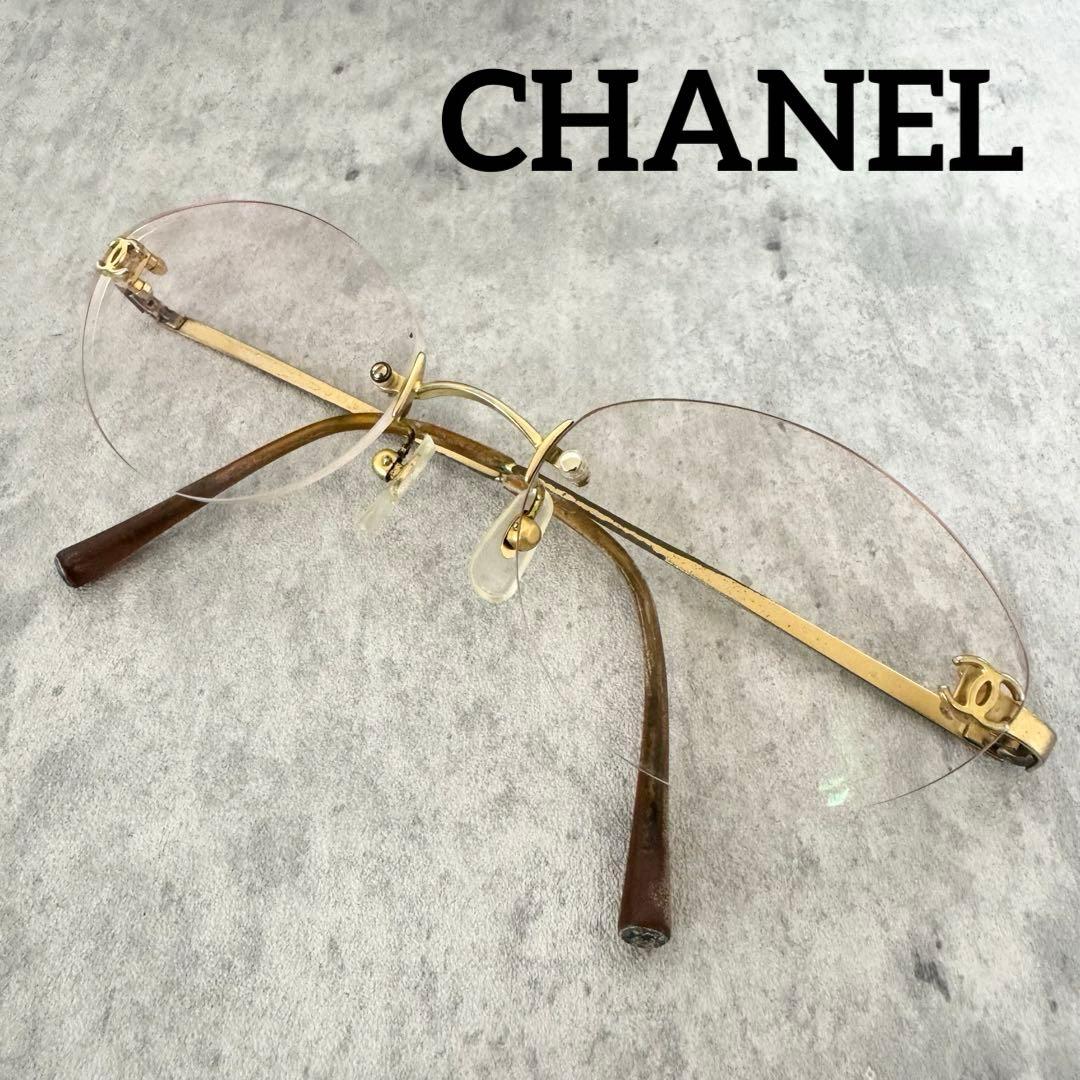 CHANEL シャネル サングラス リムレス ココマーク ヴィンテージ 度入り