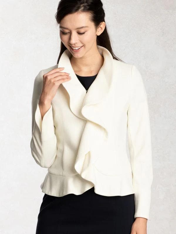 kay me ケイミー ピュアホワイト ラッフルジャケット 7号✨洗えます