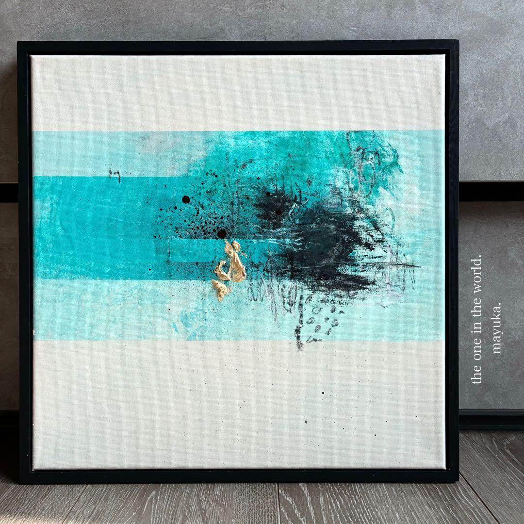 現代アート　35×35㎝　フレーム付き　インテリア　モダン　アートパネル　抽象画